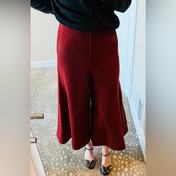Celine Burgundy Phoebe Philo wool jersey culottes sz 40 - Picture 4 of 14